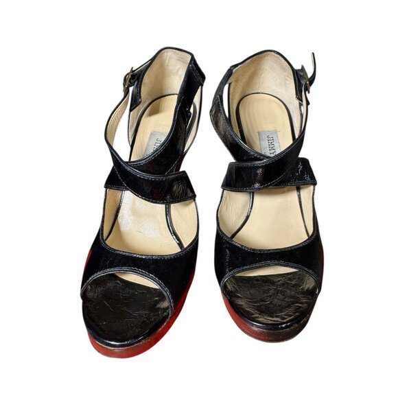 Jimmy Choo Black Patent Leather Open-Toe High Heel Sandals‎ Womens 37.5/8.5 - Picture 5 of 16